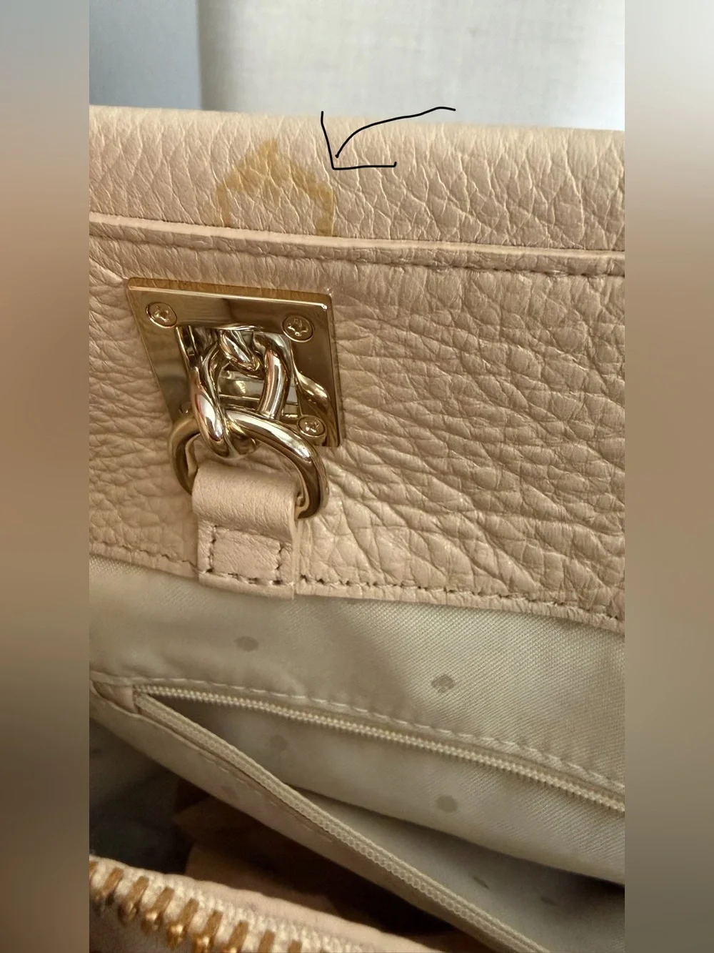 Kate Spade Cream Pebbled Leather Chain Tote